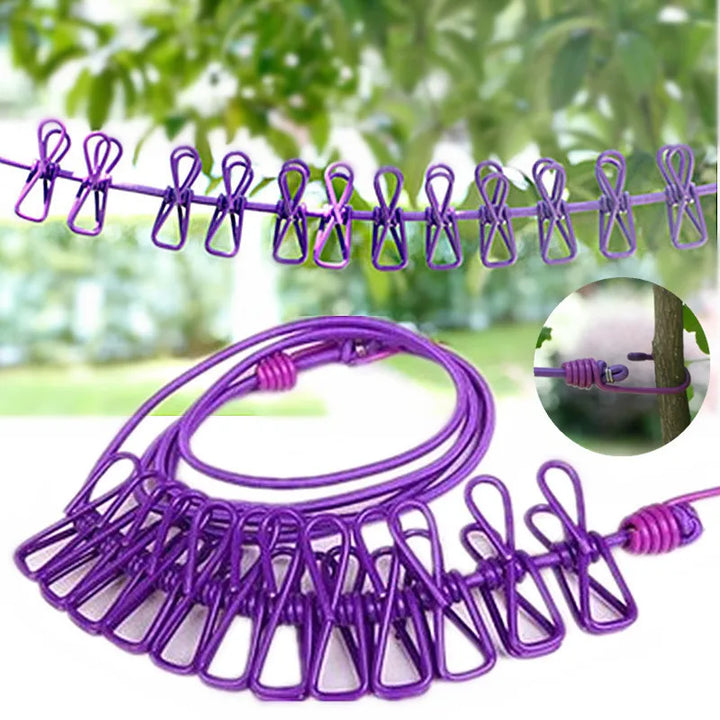 Portable Retractable Clothesline with 12 Clips
